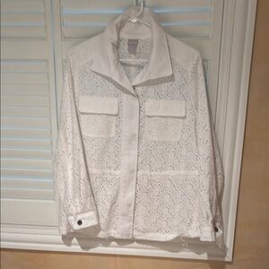 Chico's White Utility Jacket Lightweight Versatile